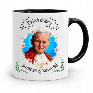 Kubek Czarny Jan Paweł Ii Papież Smacznej Kawusi