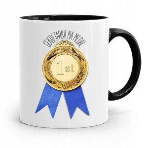 Kubek Czarny Prezent Dla Sekretarki Na Medal
