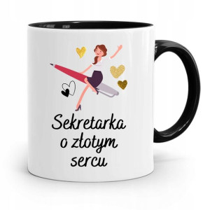 Kubek Czarny Prezent Dla Sekretarki O Złotym Sercu
