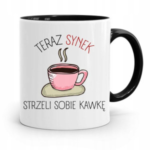 Kubek Czarny Prezent Dla Syna Strzeli Sobie Kawkę