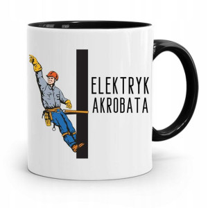 Kubek Czarny Prezent Elektryka Elektryk Akrobata