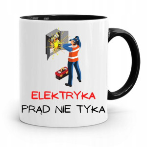 Kubek Czarny Prezent Elektryka Prąd Nie Tyka