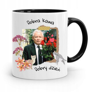 Kubek Czarny Śmieszny Pis Jarosław Kaczyński