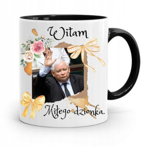 Kubek Czarny Śmieszny Pis Jarosław Kaczyński