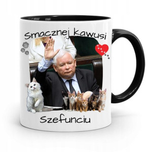 Kubek Czarny Śmieszny Pis Jarosław Kaczyński