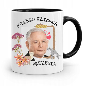 Kubek Czarny Śmieszny Pis Jarosław Kaczyński