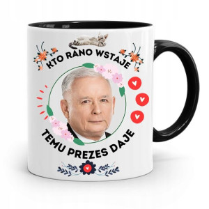 Kubek Czarny Śmieszny Pis Jarosław Kaczyński