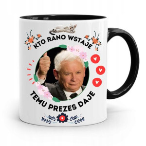 Kubek Czarny Śmieszny Pis Jarosław Kaczyński