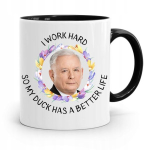 Kubek Czarny Śmieszny Pis Jarosław Kaczyński