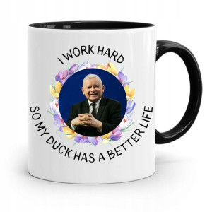 Kubek Czarny Śmieszny Pis Jarosław Kaczyński