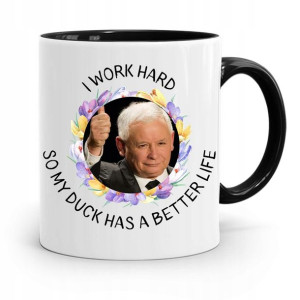 Kubek Czarny Śmieszny Pis Jarosław Kaczyński