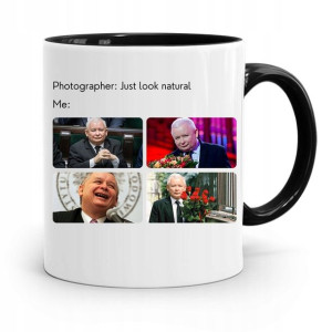 Kubek Czarny Śmieszny Pis Jarosław Kaczyński