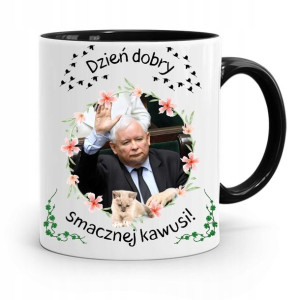 Kubek Czarny Śmieszny Pis Jarosław Kaczyński