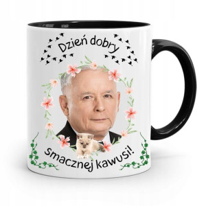 Kubek Czarny Śmieszny Pis Jarosław Kaczyński