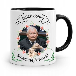 Kubek Czarny Śmieszny Pis Jarosław Kaczyński