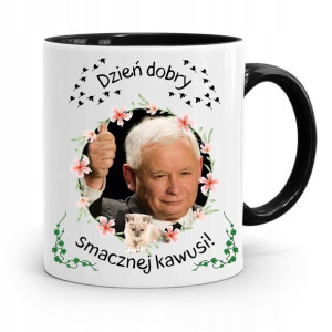 Kubek Czarny Śmieszny Pis Jarosław Kaczyński