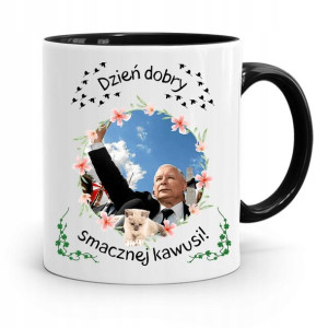 Kubek Czarny Śmieszny Pis Jarosław Kaczyński