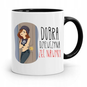 Kubek Czarny Śmieszny Zabawny Dobra Dziewczyna