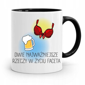 Kubek Czarny Śmieszny Zabawny Dwie Najważniejsze