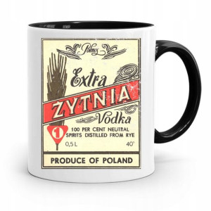 Kubek Czarny Śmieszny Zabawny Extra Żytnia Vodka