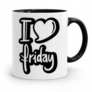 Kubek Czarny Śmieszny Zabawny I Love Friday