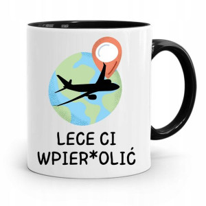 Kubek Czarny Śmieszny Zabawny Lece Ci Wpier*olić