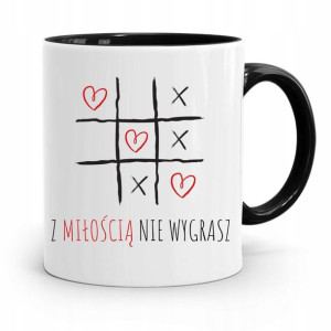 Kubek Czarny Śmieszny Zabawny Miłościa Nie Wygrasz