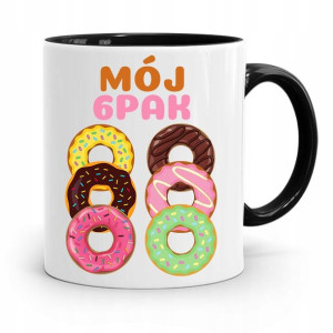Kubek Czarny Śmieszny Zabawny Mój 6pak Pączki