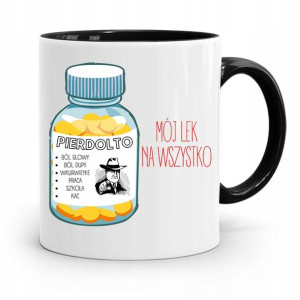 Kubek Czarny Śmieszny Zabawny Mój Lek Na Wszystko
