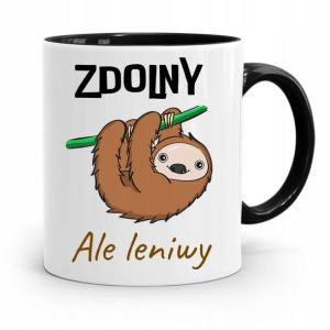 Kubek Czarny Śmieszny Zabawny Zdolny Ale Leniwy