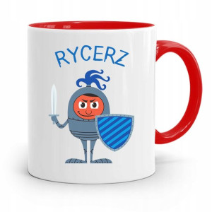 Kubek Czerwony Dla Dzieci Syna Mały Rycerz +imię
