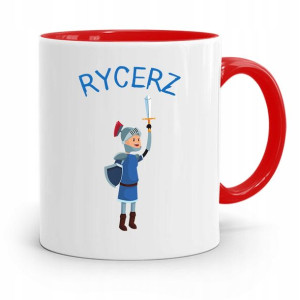 Kubek Czerwony Dla Dzieci Syna Mały Rycerz+imię