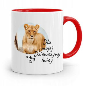 Kubek Czerwony Dla Dziewczyny Dziewczyna Lwica