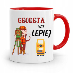 Kubek Czerwony Dla Geodety Geodeta Wie Lepiej