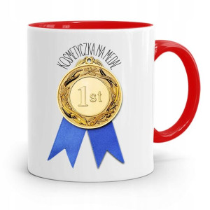 Kubek Czerwony Dla Kosmetyczki Na Medal Prezent