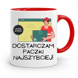 Kubek Czerwony Dla Kuriera Dostarczam Paczki