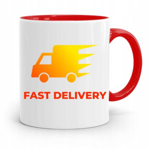 Kubek Czerwony Dla Kuriera Fast Delivery Prezent