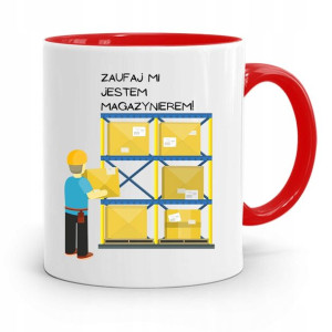 Kubek Czerwony Dla Magazyniera Zaufaj Mi Jestem
