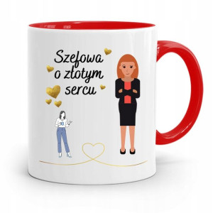 Kubek Czerwony Dla Szefowej O Złotym Sercu Prezent