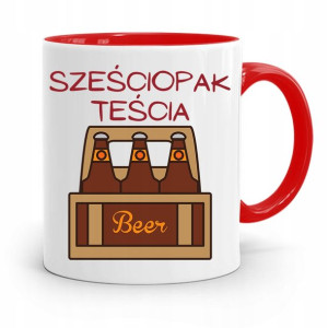 Kubek Czerwony Dla Teścia Taty Sześciopak Teścia