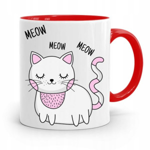 Kubek Czerwony Dzień Dziecka Meow Prezentk Kotek