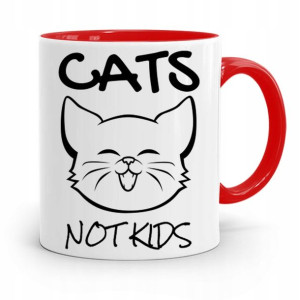 Kubek Czerwony Dzień Dziecka Prezent Cats Not Kids