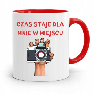 Kubek Czerwony Fotografa Czas Staje W Miejscu