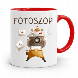 Kubek Czerwony Fotografa Fotoszop Prezent