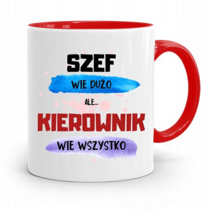 Kubek Czerwony Kierownika Kierownik Wie Wszystko