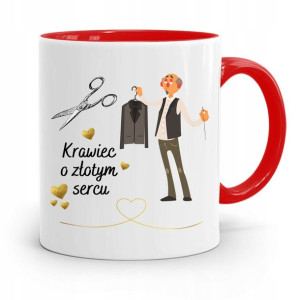 Kubek Czerwony Krawca Krawcowej O Złotym Sercu