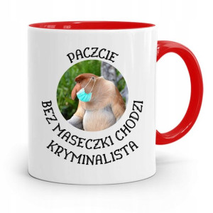 Kubek Czerwony Nosacz Janusz Bez Maseczki Chodzi