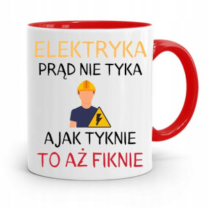 Kubek Czerwony Prezent Dla Elektryka Prąd Nie Tyka