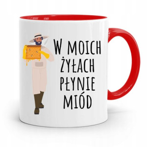 Kubek Czerwony Pszczelarza W Żyłach Płynie Miód