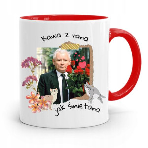 Kubek Czerwony Śmieszny Pis Jarosław Kaczyński